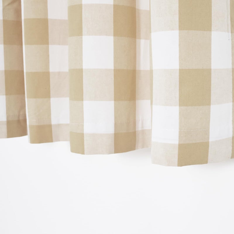 NATUS WEAVER Beige and White Buffalo Gingham Check Curtain 95 inches Long Living Room Drapes Plaid Checker Kitchen Bedroom Window Treatment Set 2 Panels Rod Pocket beige check under sunlight may show like yellow - Image 5